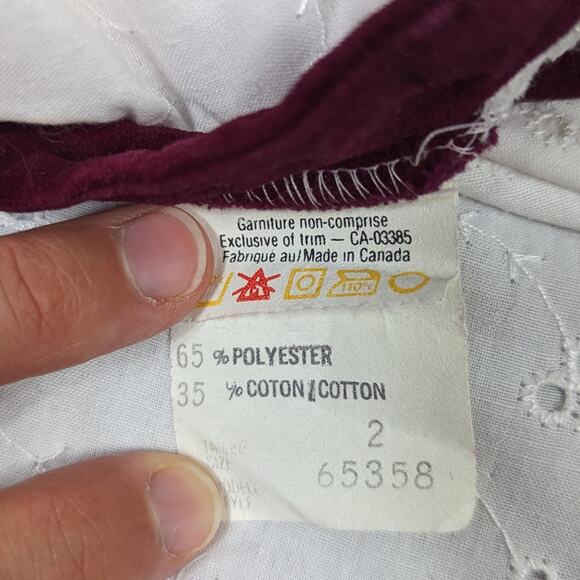 Vintage Dress Girls Size 2T Maroon Velvet Christmas Holiday - Picture 4 of 4